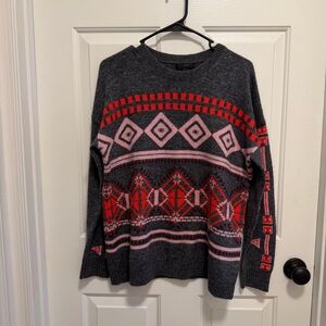 J Crew Sweater Women’s Fair Isle Wool Mohair Blend Aztec Size Large